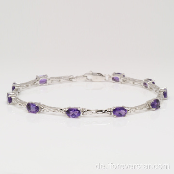 Sterling Silber Armband mit Naturstein Amethyst